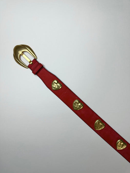 Escada Red Suede Hearts Belt