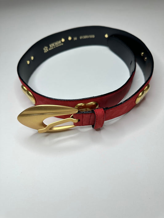 Escada Red Suede Hearts Belt