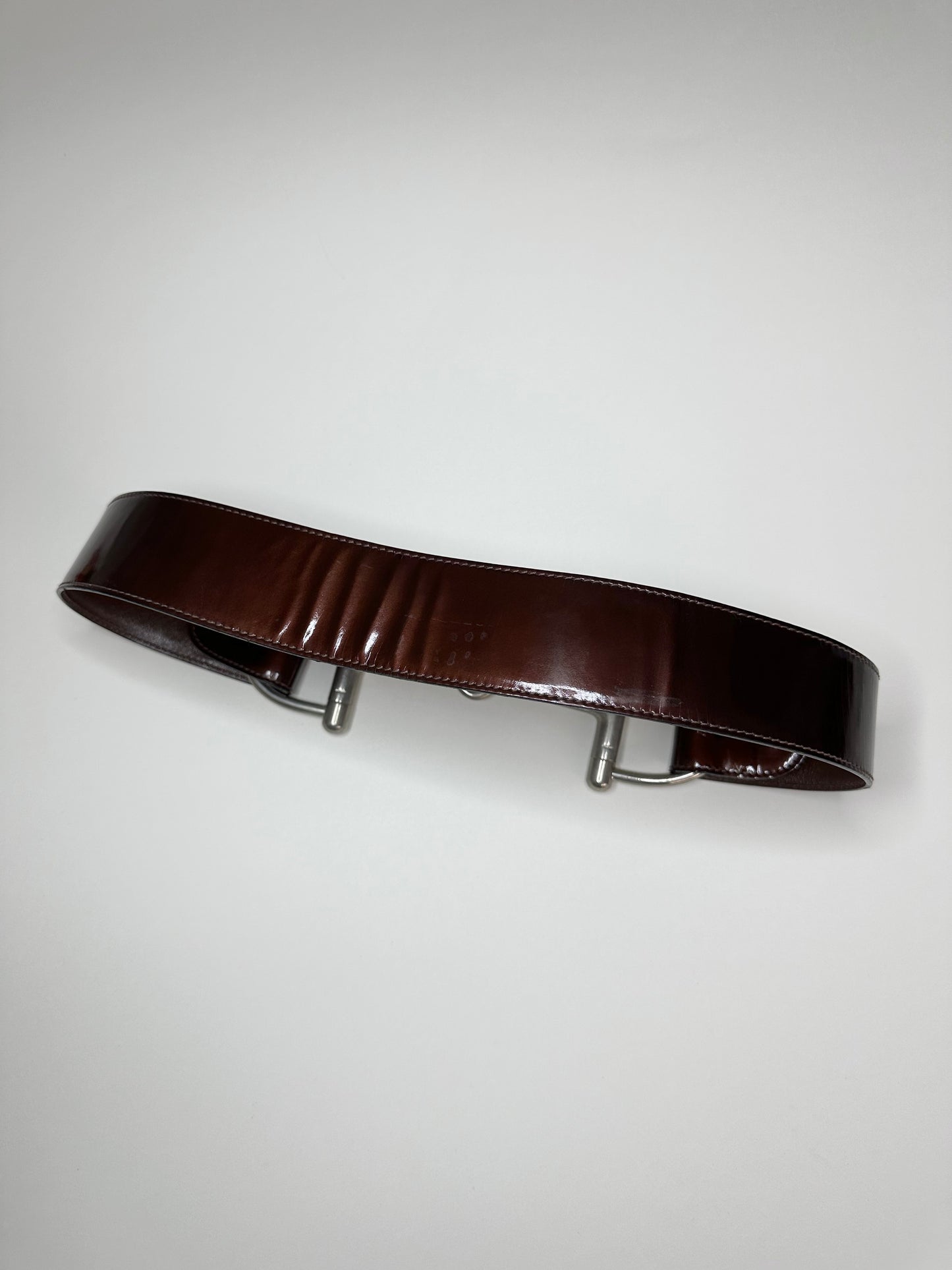 Gucci Burgundy Patent Leather Horsebit Belt 75