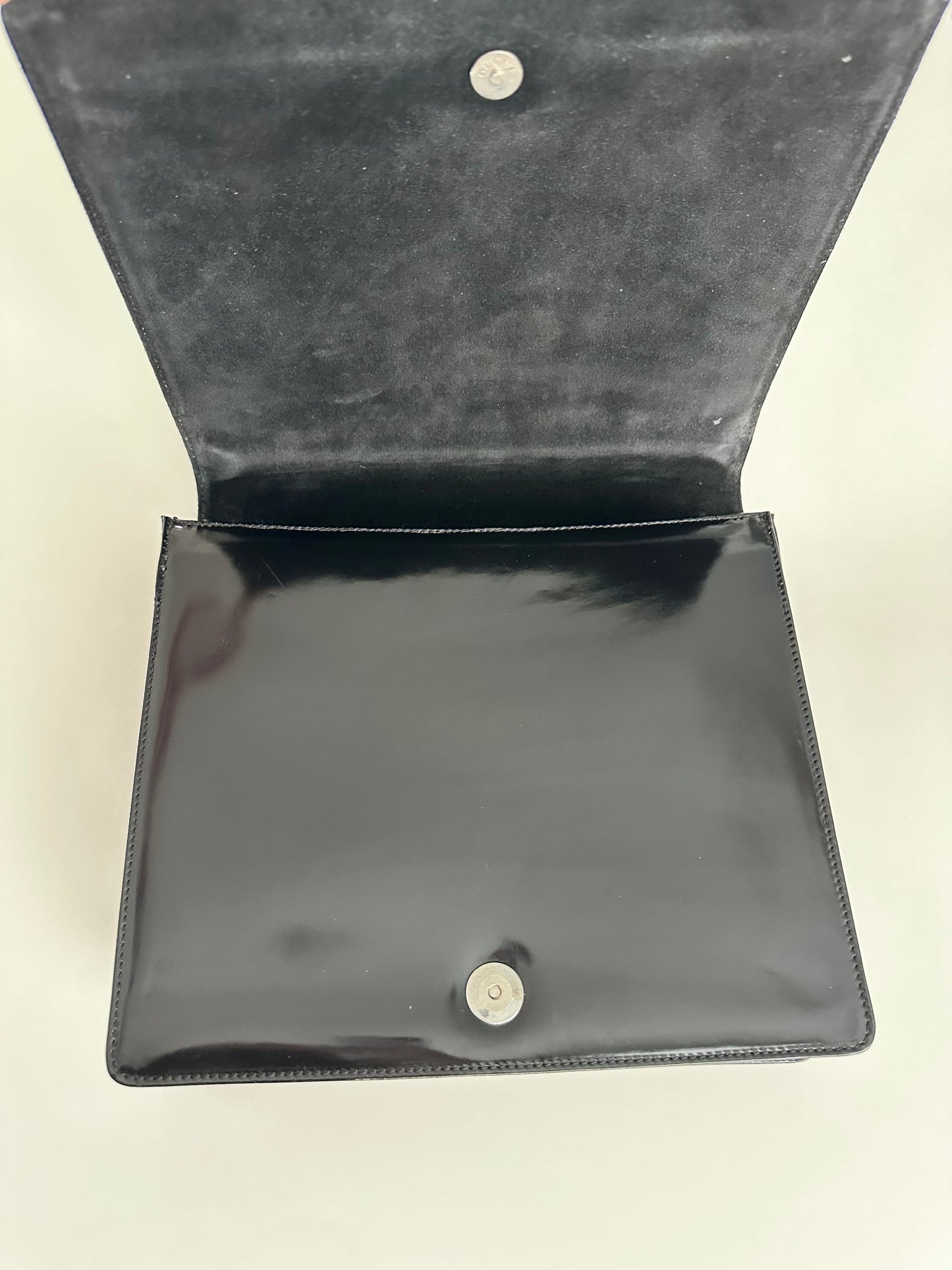 Gucci Black Patent Slim Horsebit Shoulder Bag