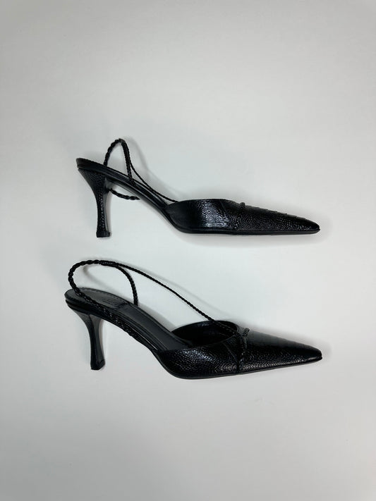 Gucci Black Croc Slingbacks 35.5