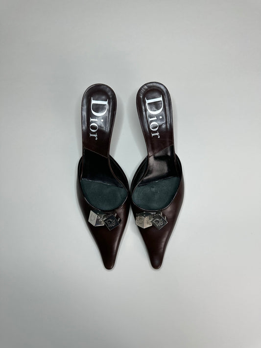 Dior Burgundy Gambler Mules 37.5