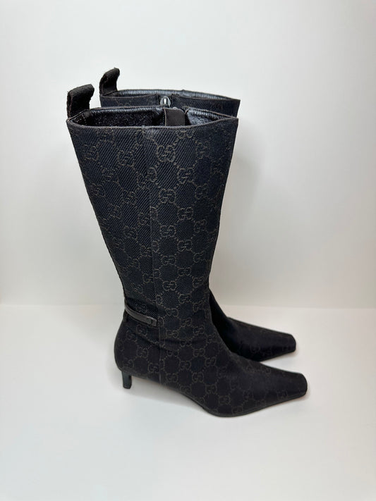 Gucci Brown Monogram Boots 34.5