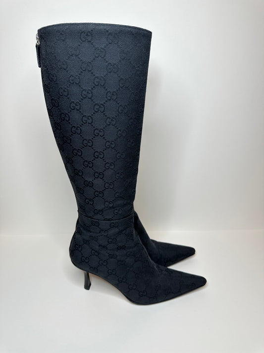 Gucci Black Monogram Boots 36