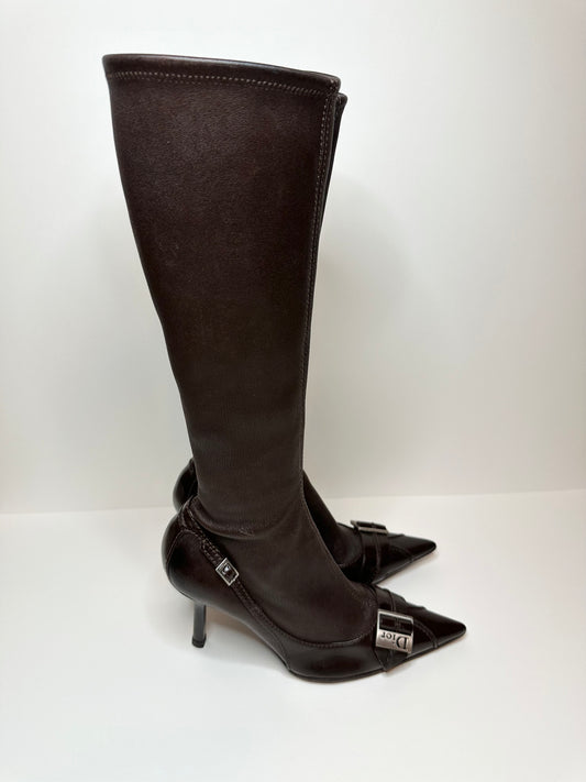 Dior Brown Leather Sock Boots 35.5