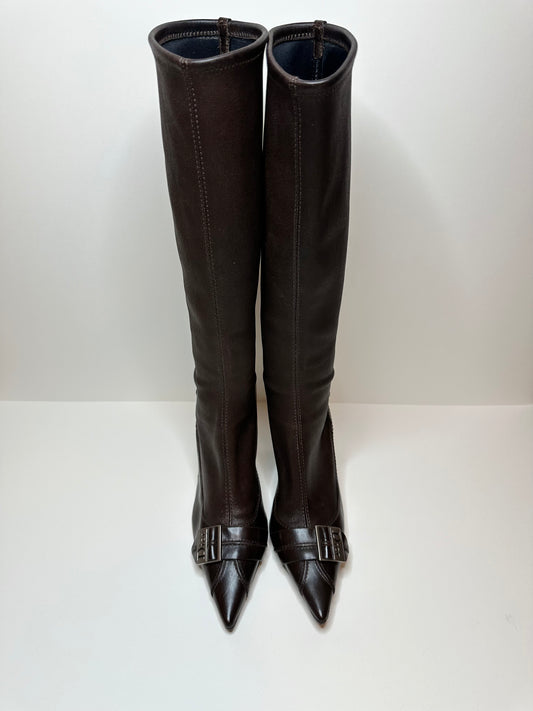 Dior Brown Leather Sock Boots 35.5