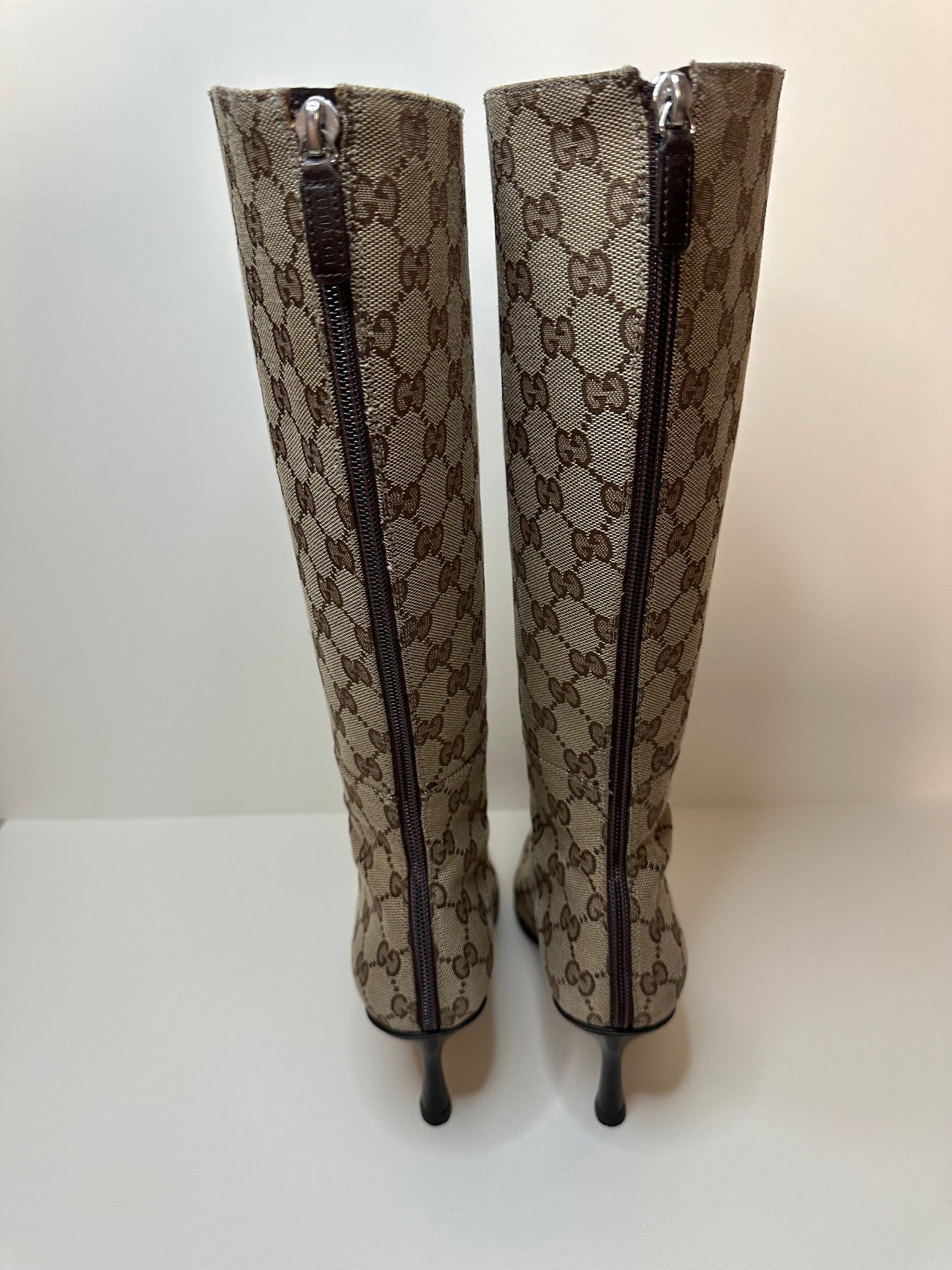 Gucci Beige Monogram Boots 38