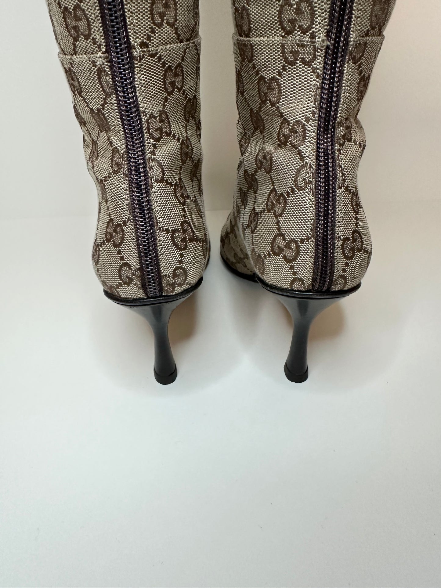 Gucci Beige Monogram Boots 38