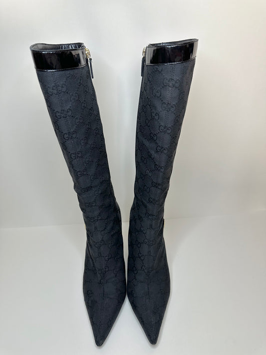 Gucci Black Monogram Boots US 7