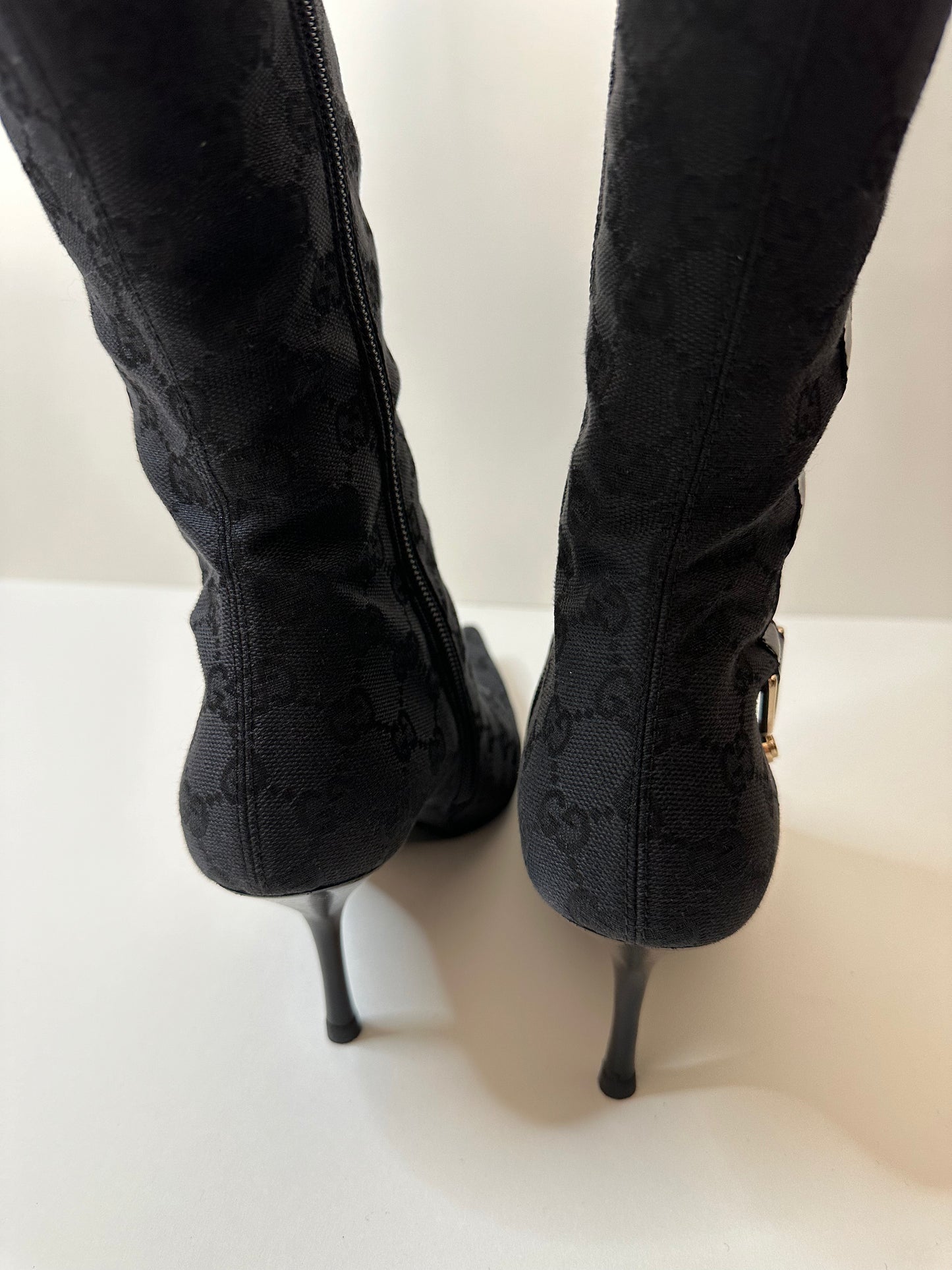 Gucci Black Monogram Boots US 7