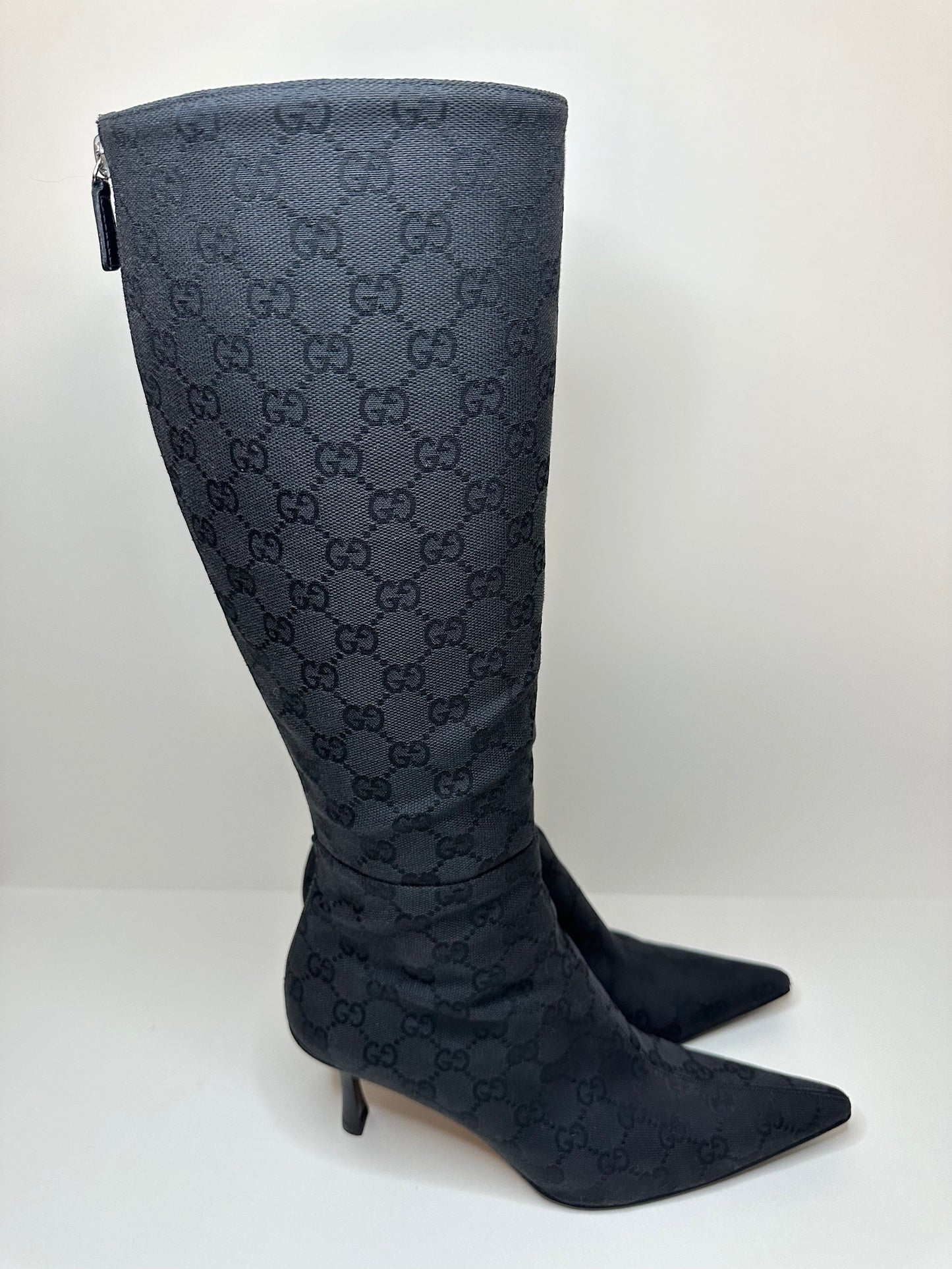 Gucci Black Monogram Boots 38.5