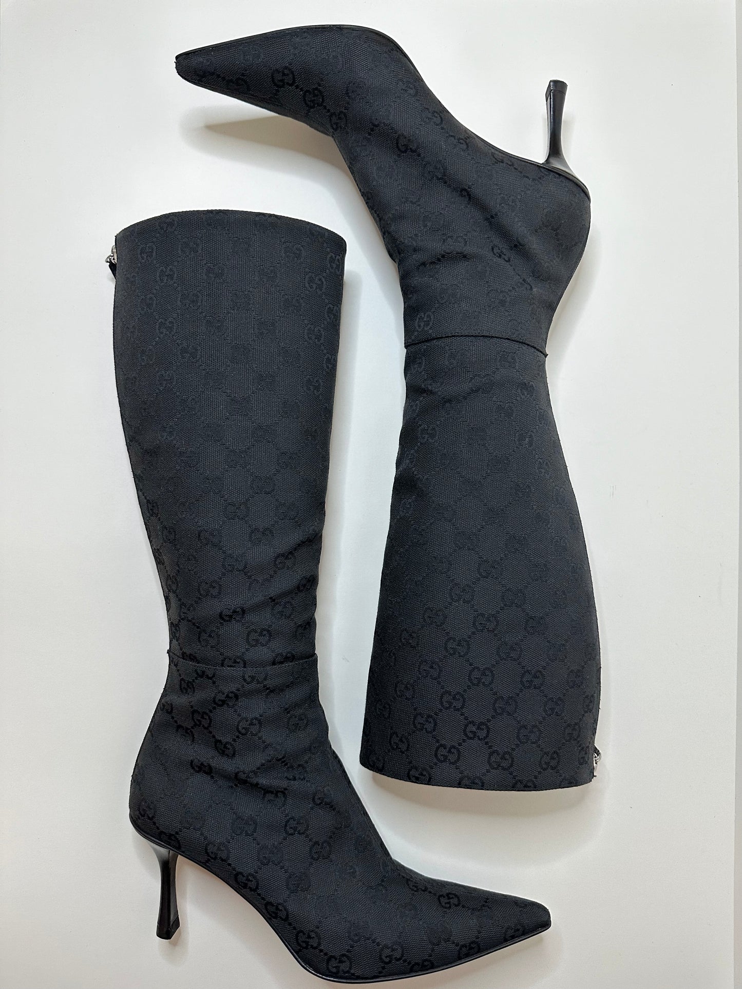 Gucci Black Monogram Boots 38.5