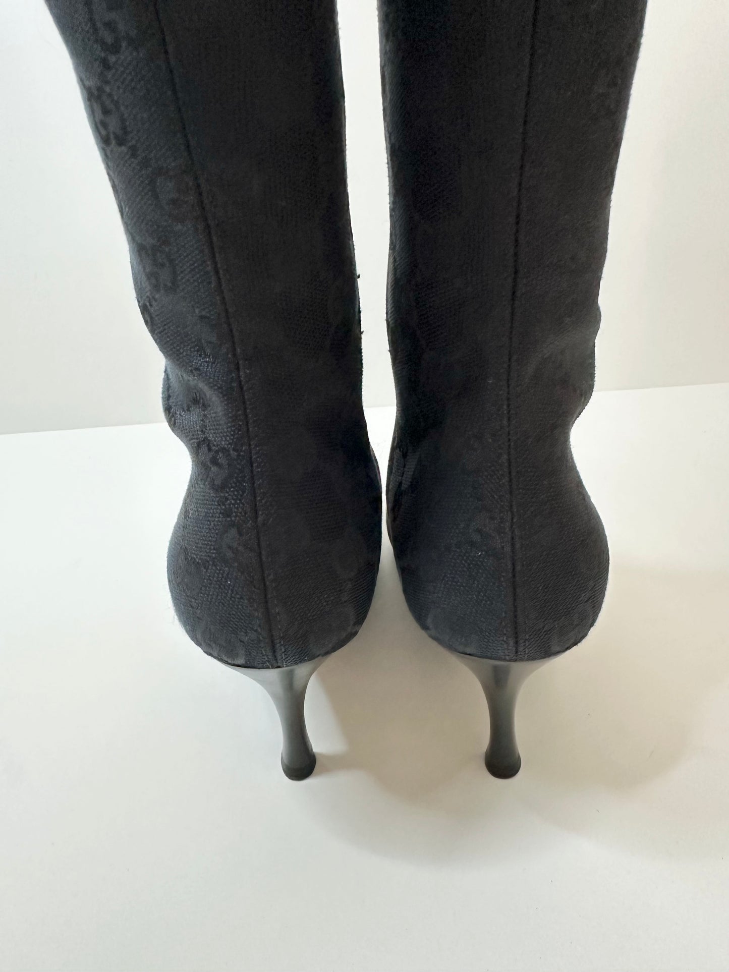 Gucci Black Monogram Boots 34