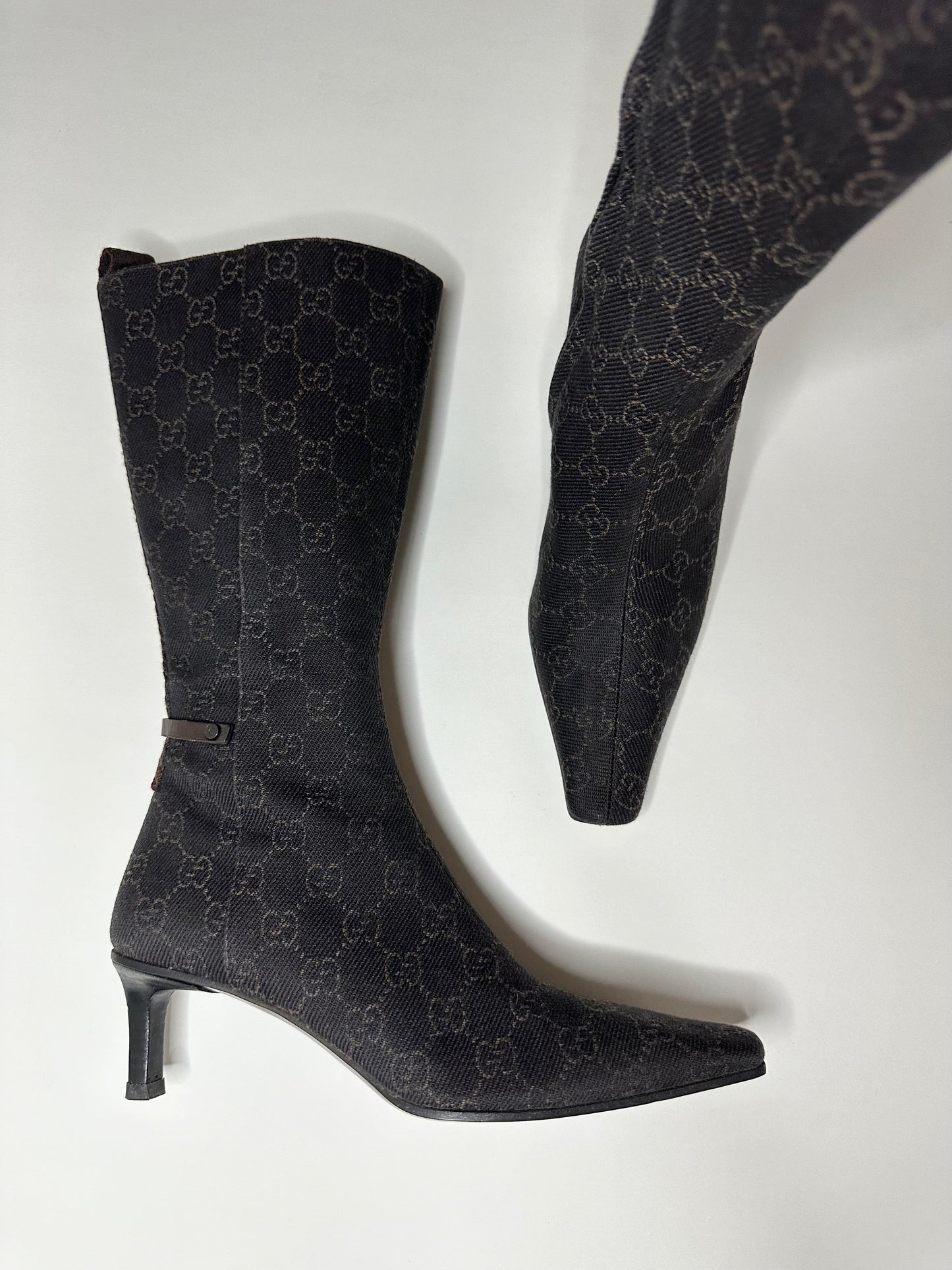 Gucci Brown Monogram Boots 34.5