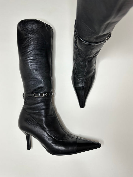 Chanel Black Belted Boots 36