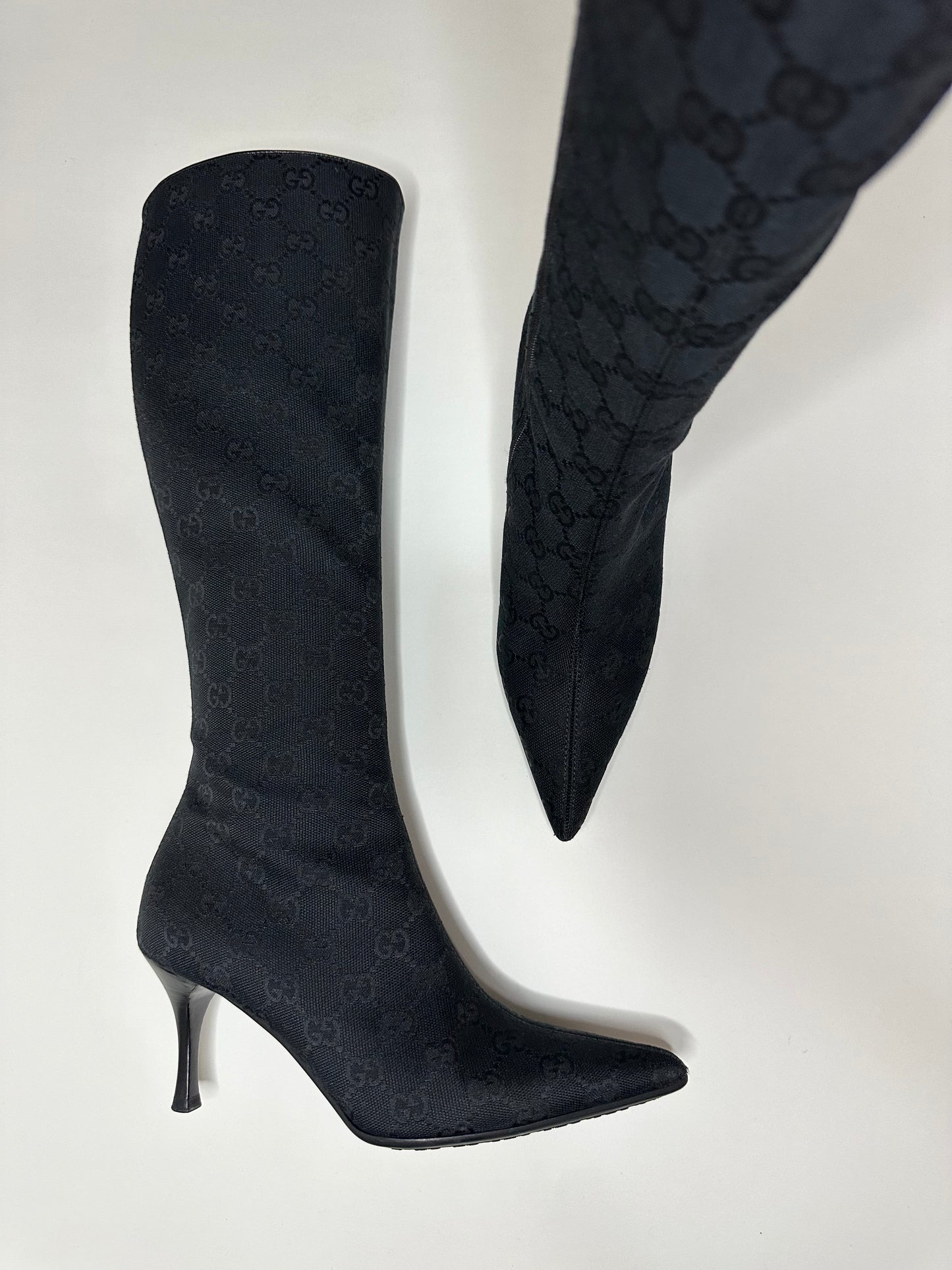 Gucci Black Monogram Boots 34