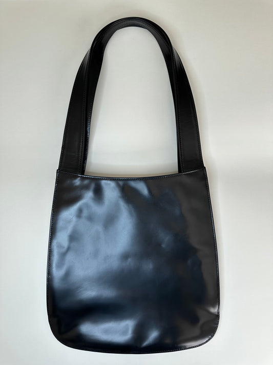 Gucci Black Patent Slim Horsebit Hobo Bag