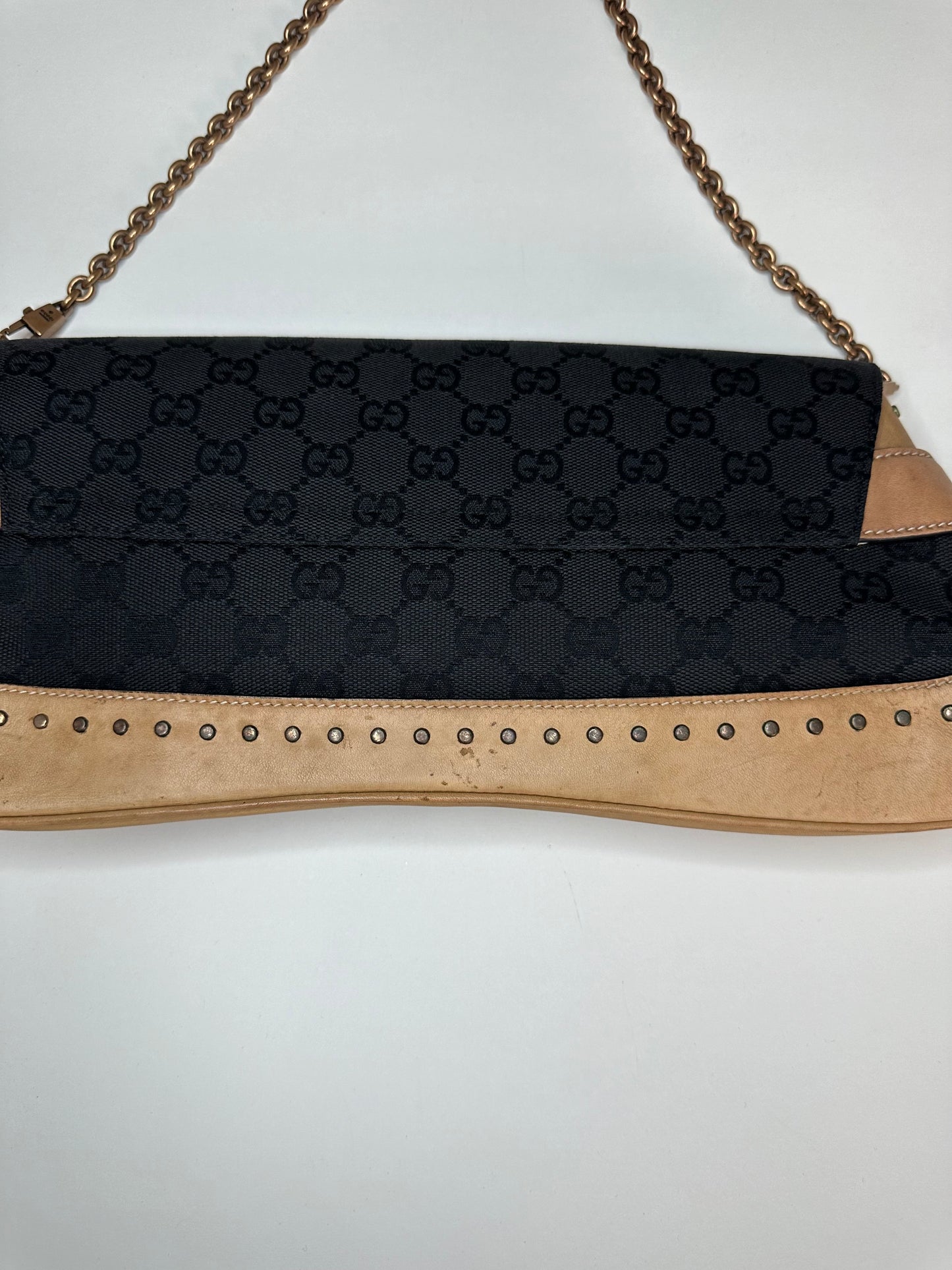 Gucci Black Monogram Horsebit Clutch Bag