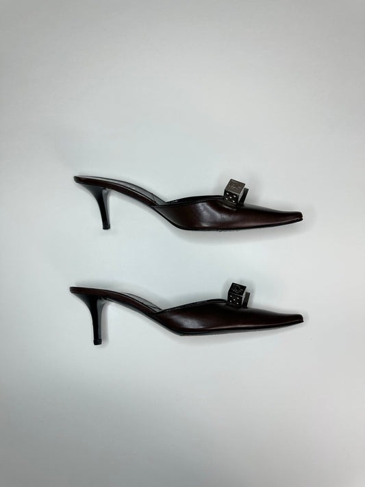 Dior Burgundy Gambler Mules 37.5