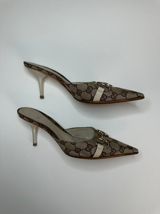 Gucci Monogram Horsebit Mules US 8