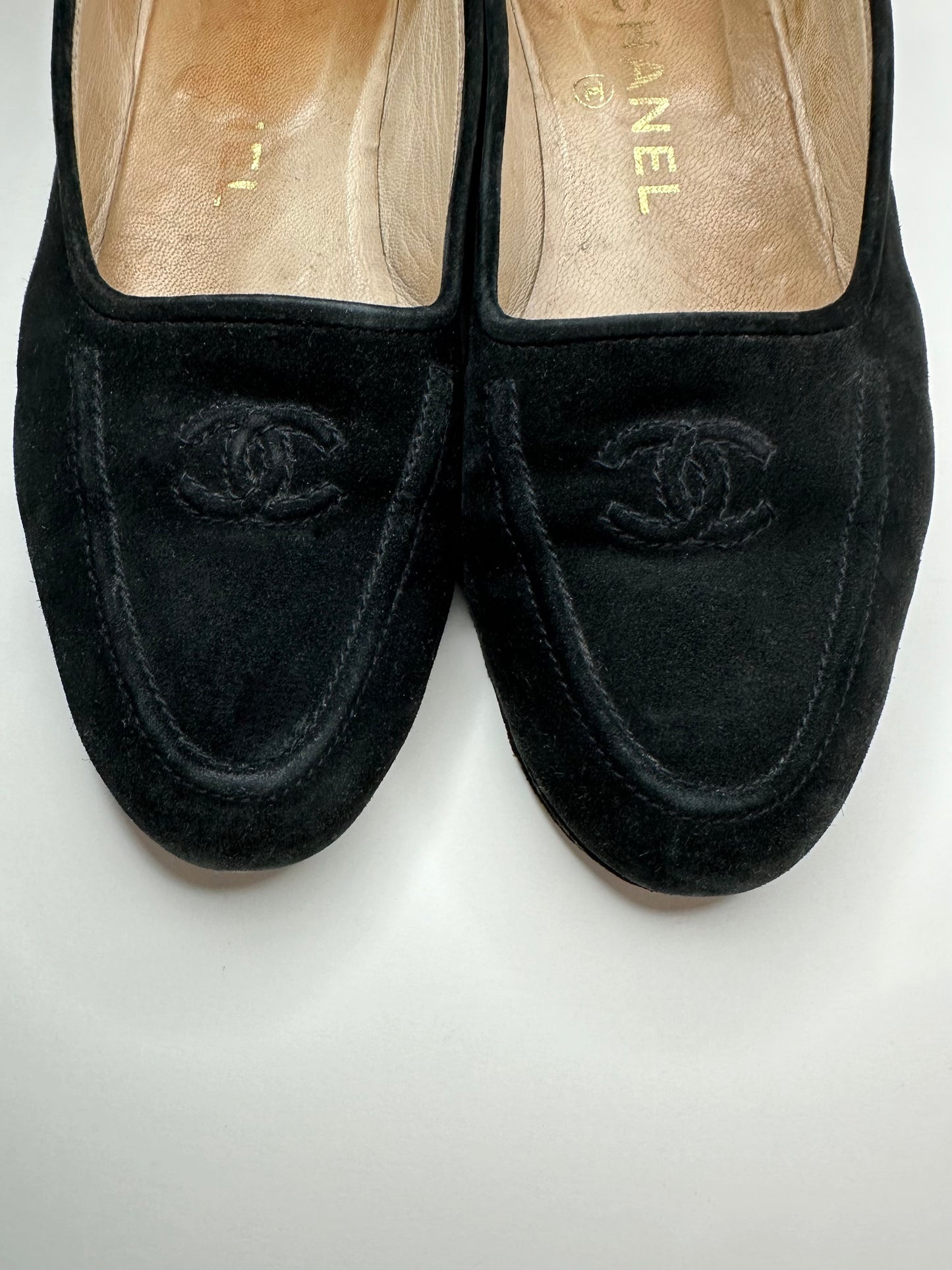 Chanel Black Suede Loafers 36