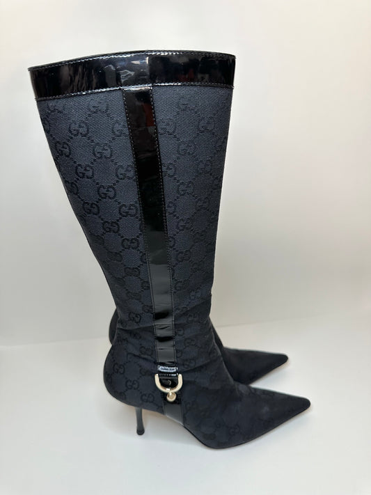 Gucci Black Monogram Boots US 7