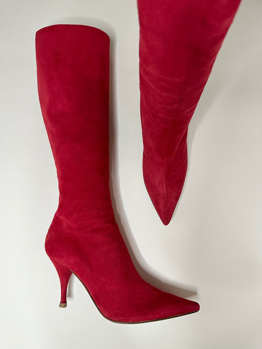 Moschino Red Suede Boots 36