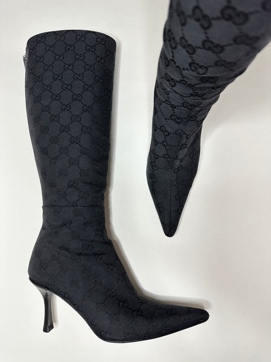 Gucci Black Monogram Boots 36